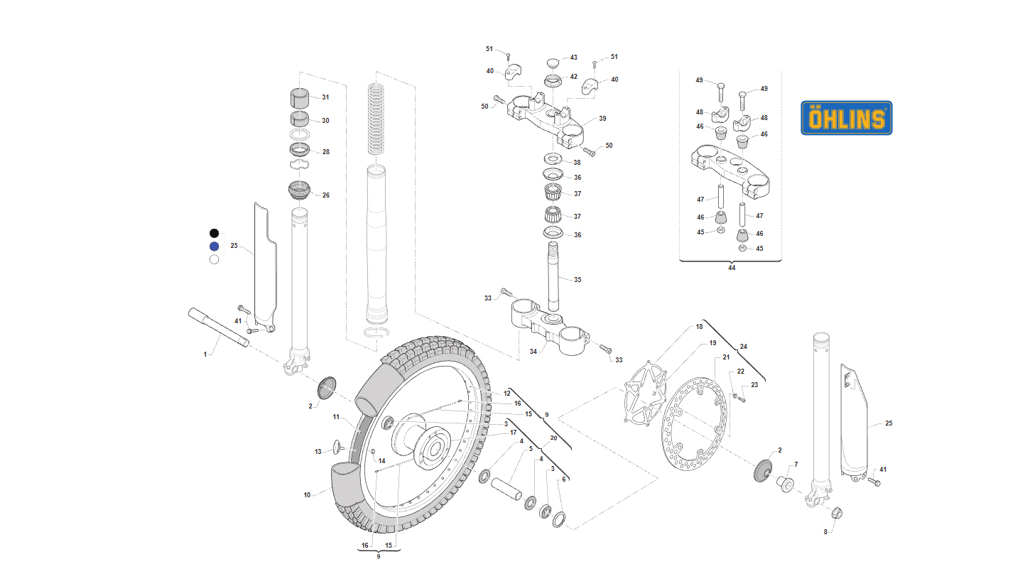 2T 125,144,250,300 MX 2008 - BASTIDOR - OHLINS EJE DELANTERO